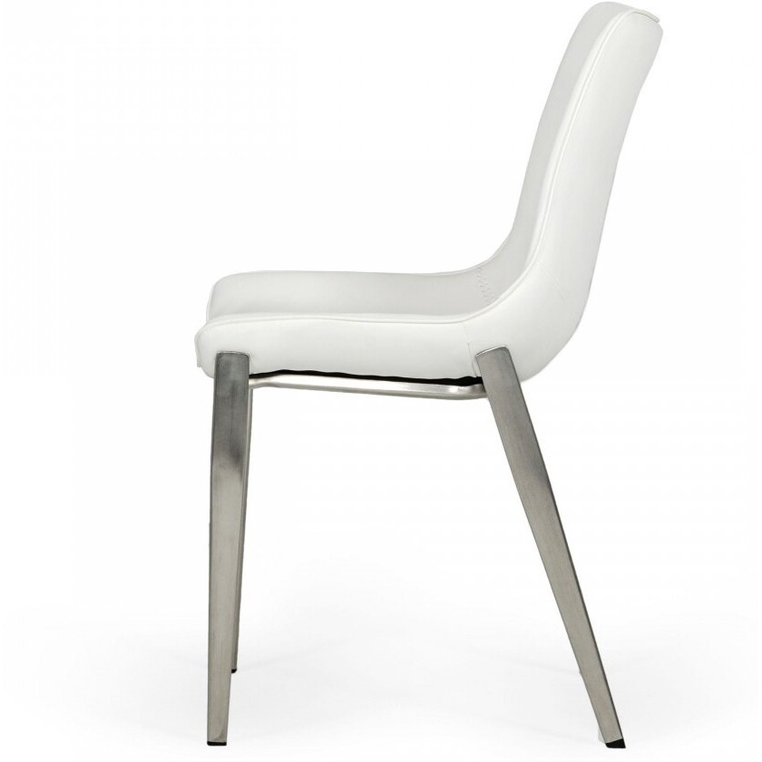 Set Of Two White Faux Leather Modern Dining Chairs