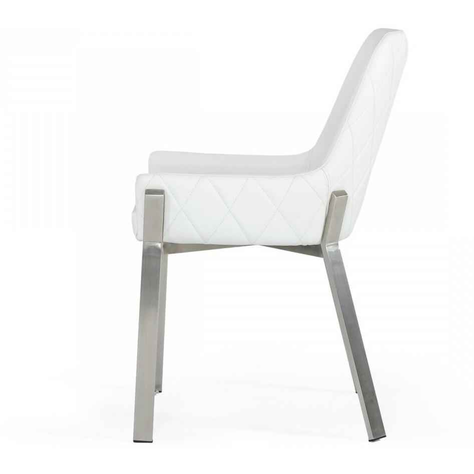 White Brushed Stainless Steel Dining Chair