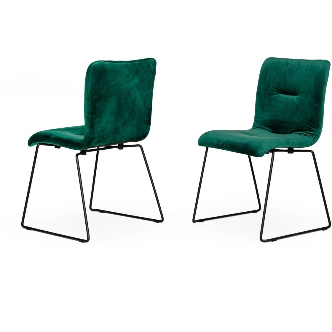 Set Of Two Emerald Green Velvet Dining Chairs