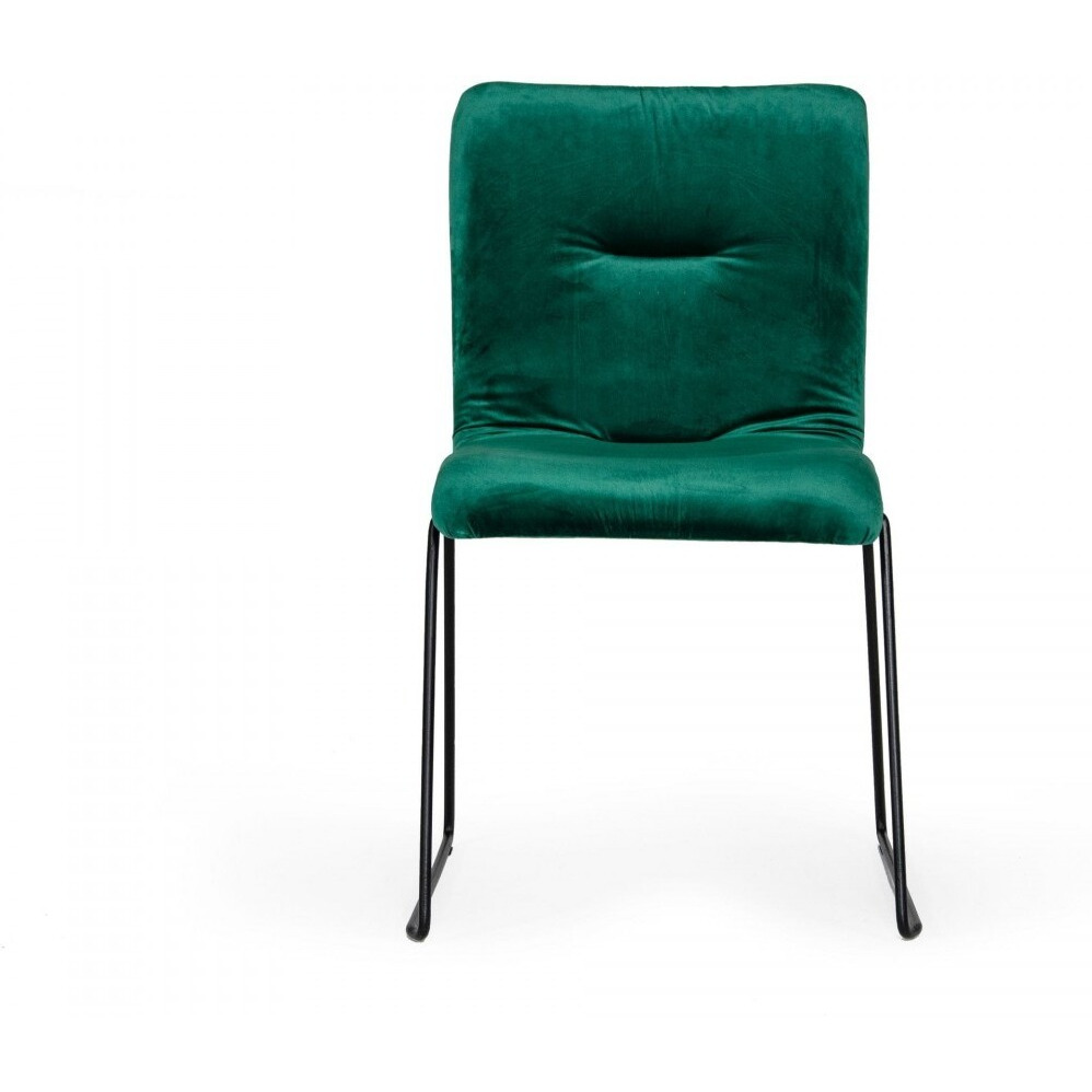 Set Of Two Emerald Green Velvet Dining Chairs