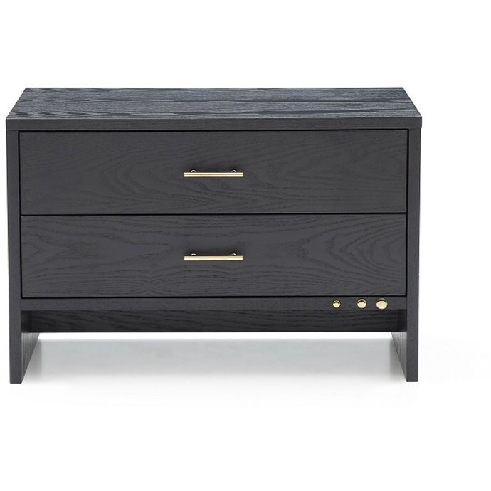 Modern Dark Gray Ash Nightstand With Two Drawers