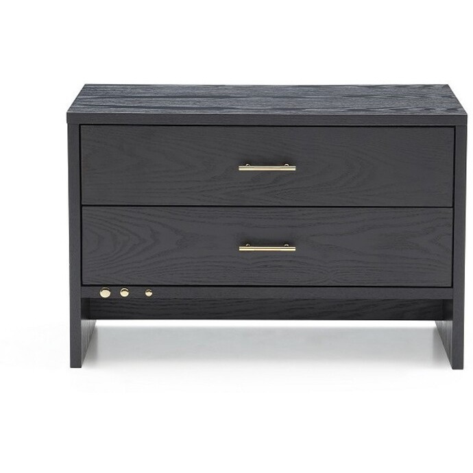 Modern Dark Gray Ash Nightstand With Two Drawers