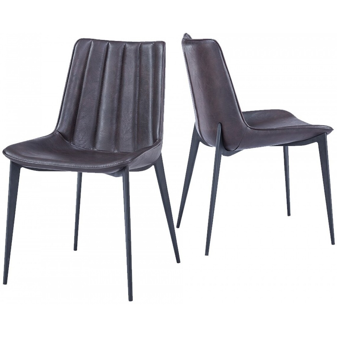 Set Of Two Brown Black Modern Dining Chairs