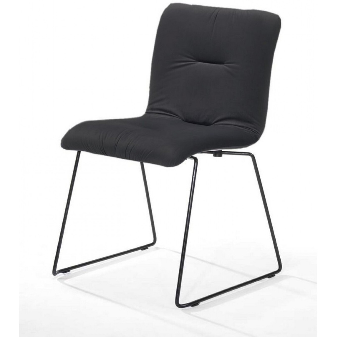 Set Of Two Dark Gray Velvet Dining Chairs
