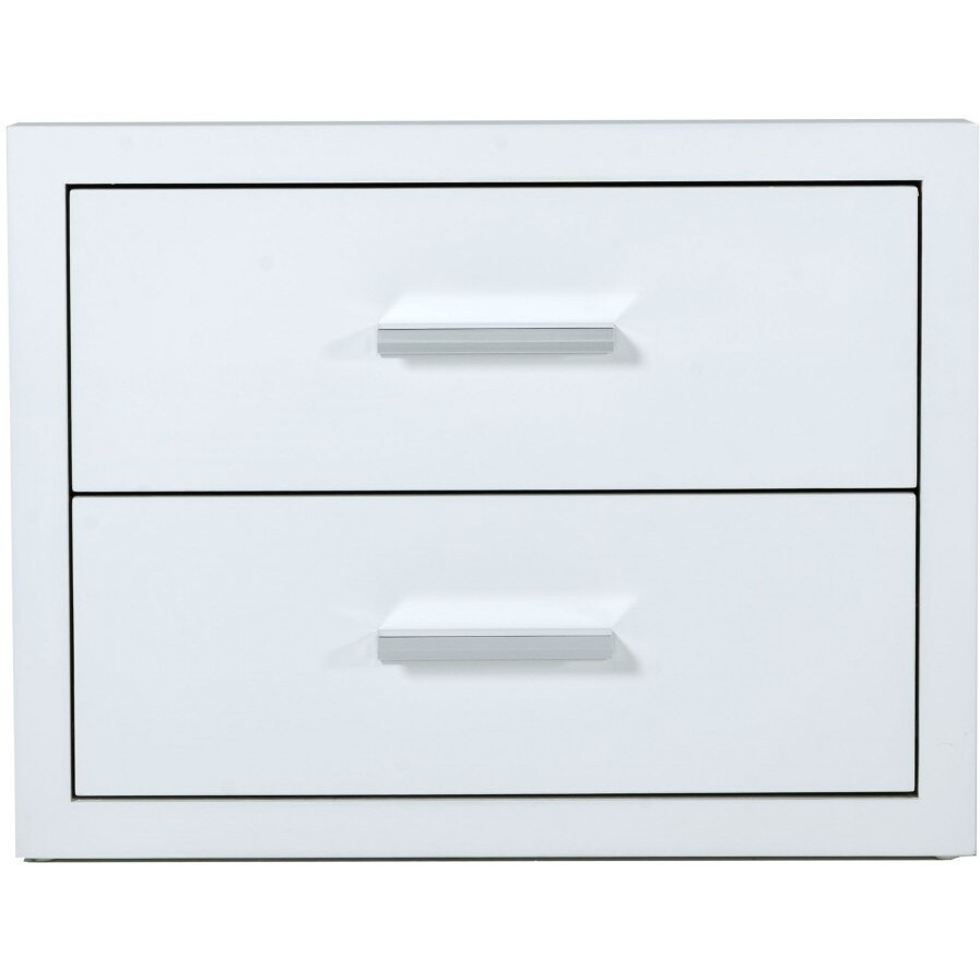 Modern Glossy White Box Nightstand With Two Drawers