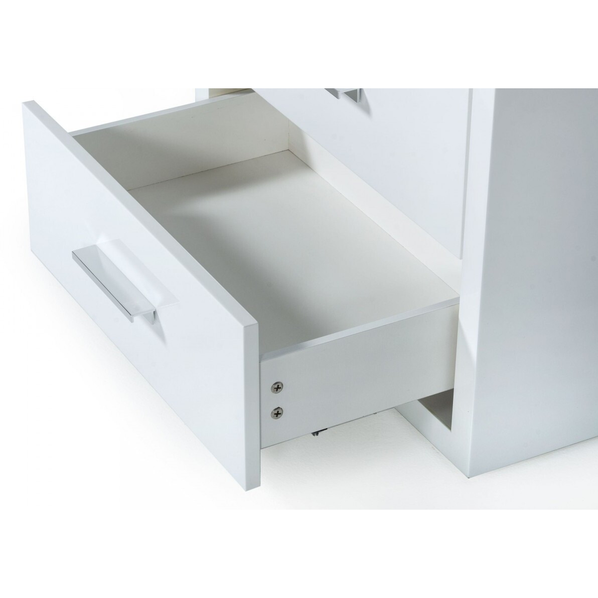 Modern Glossy White Box Nightstand With Two Drawers