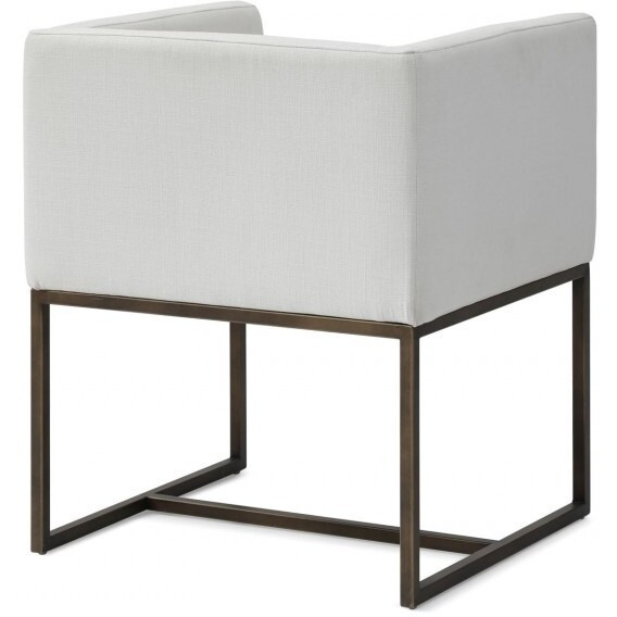 White Antique Velvet Brass Dining Chair