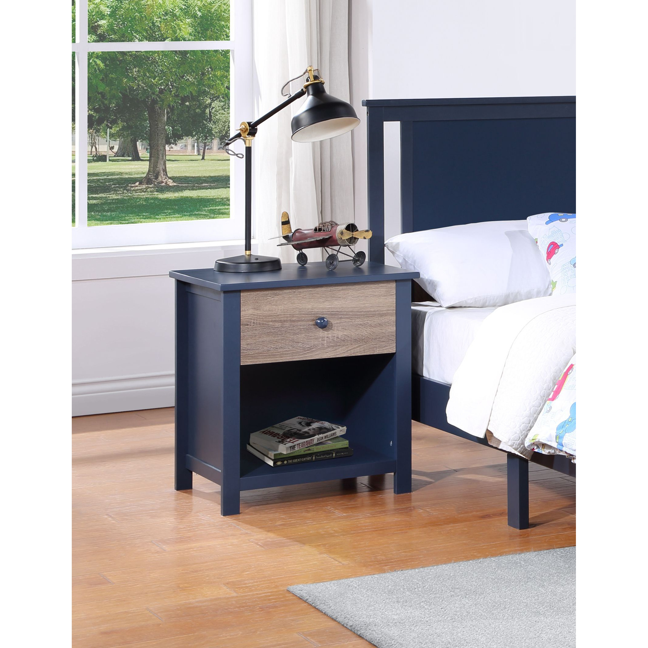 Connelly Nightstand Midnight Bluevintage Walnut(D0102H7Ci82)