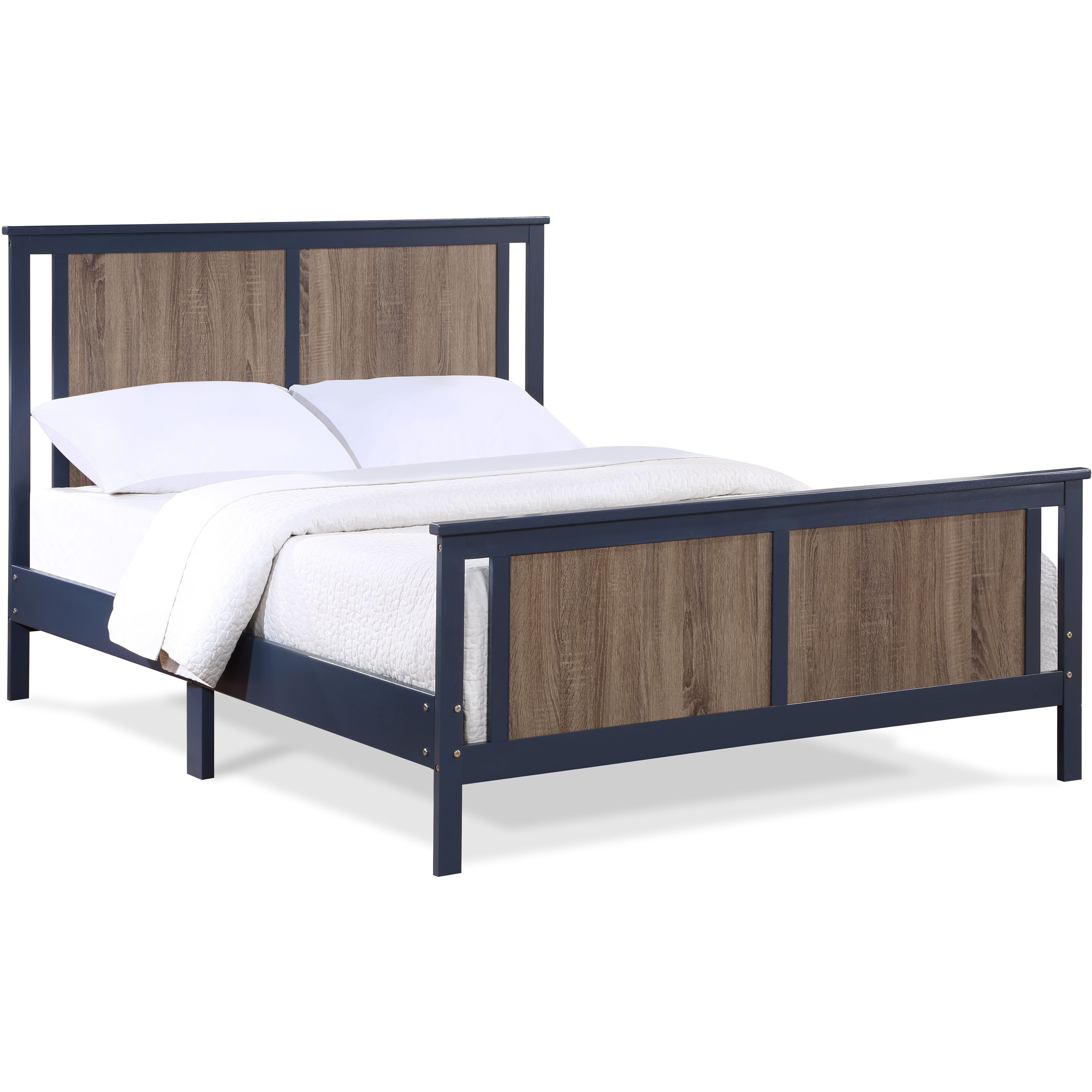 Connelly Full Bed Midnight Bluevintage Walnut(D0102H7Ci9J)