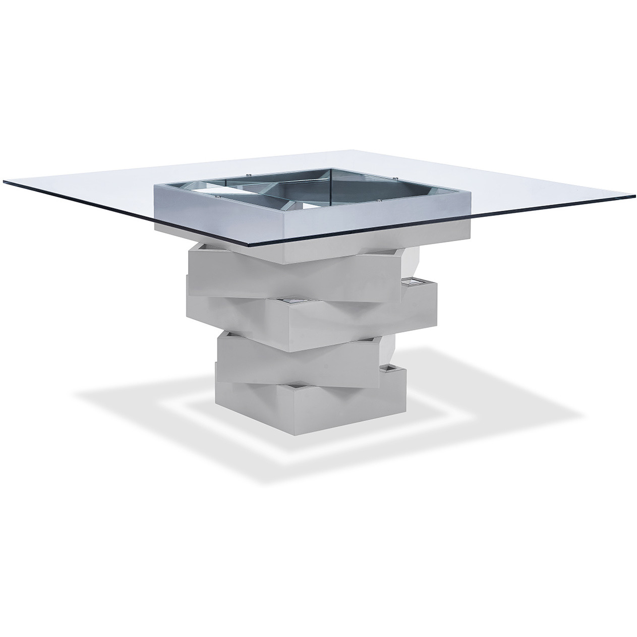 59"" X 59"" X 30"" Gray Glass Dining Table