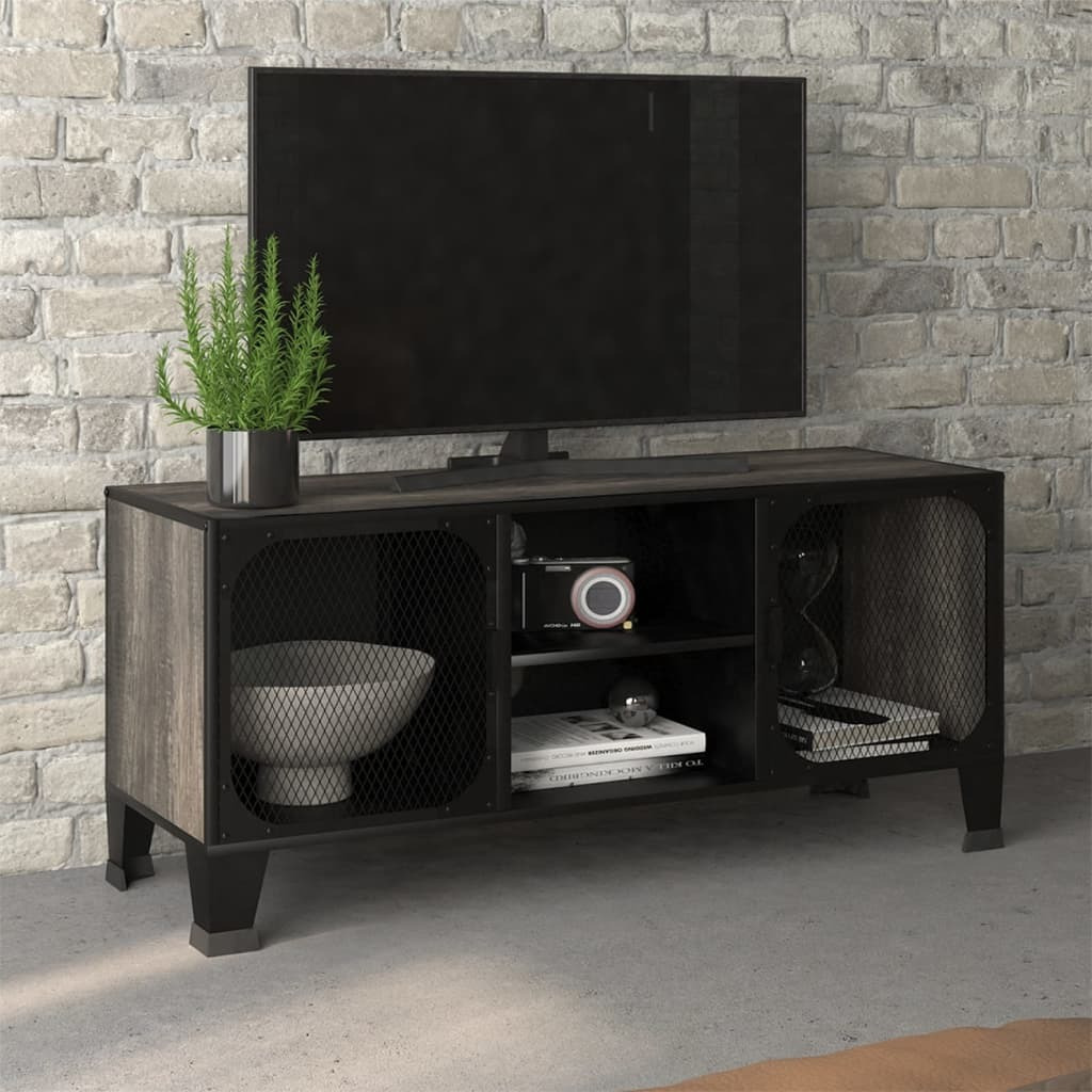 Vidaxl Tv Cabinet Gray 41.3"&quotX14.2"&quotX18.5"" Metal And Mdf