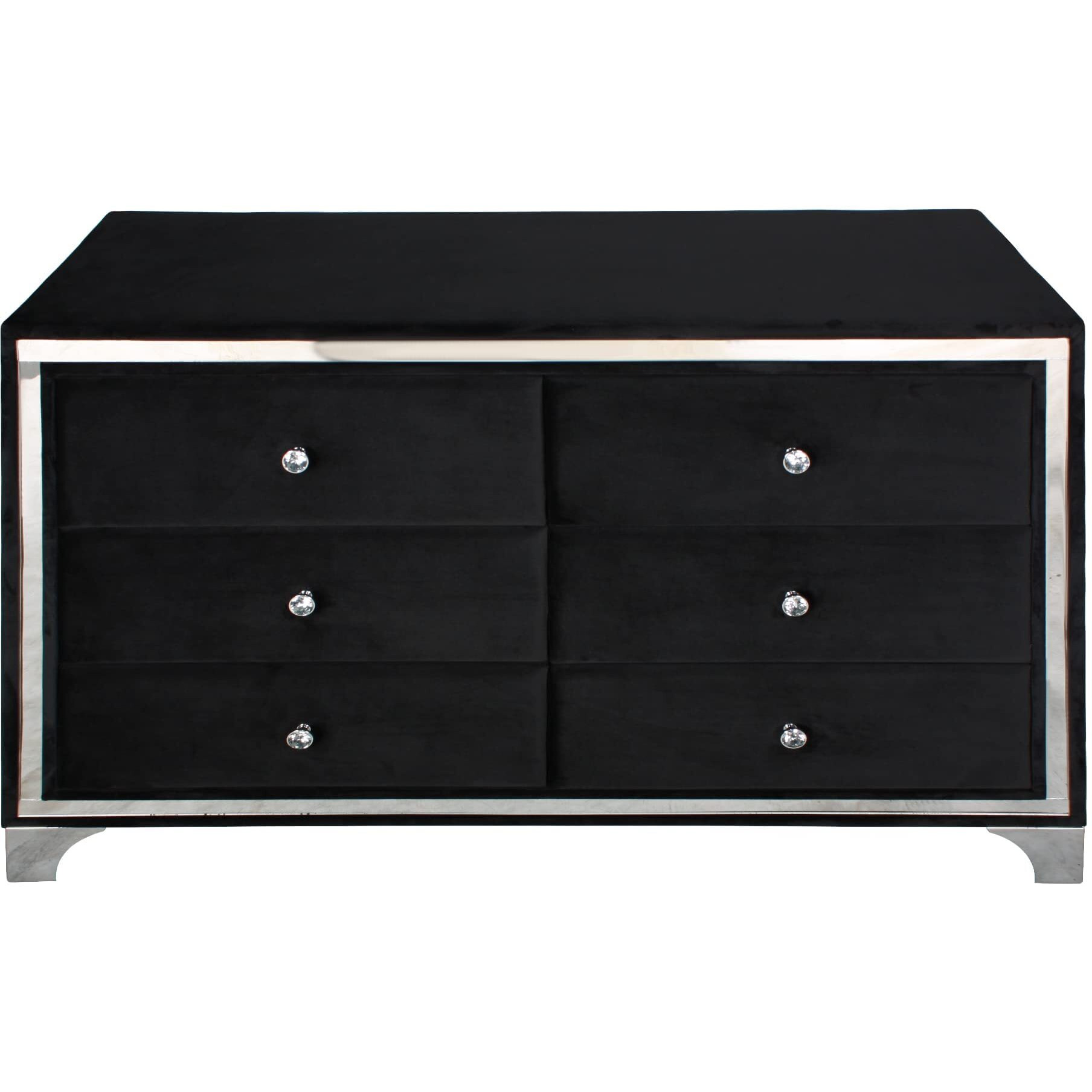 Better Home Products Monica Velvet Upholstered Double Dresser In Black