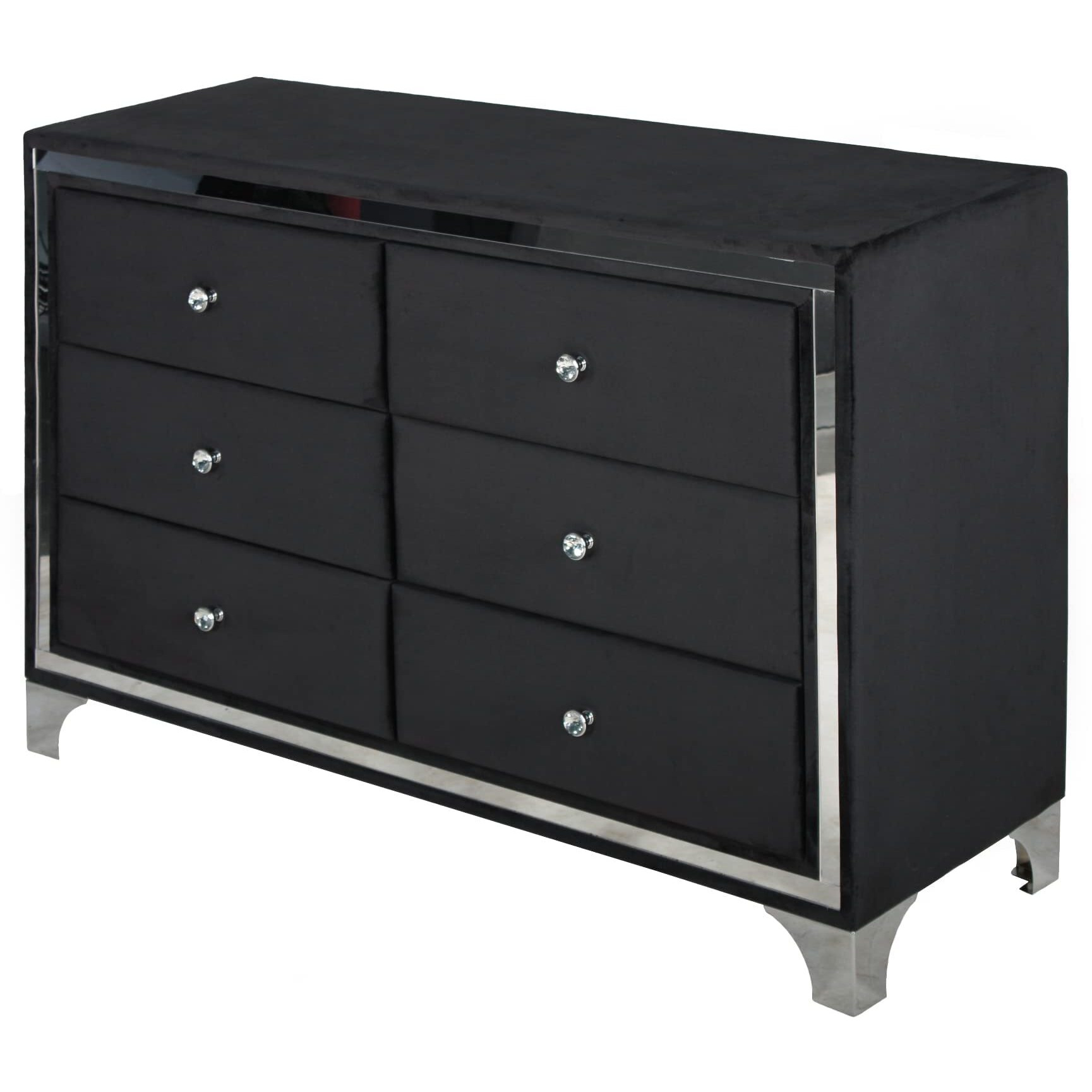 Better Home Products Monica Velvet Upholstered Double Dresser In Black
