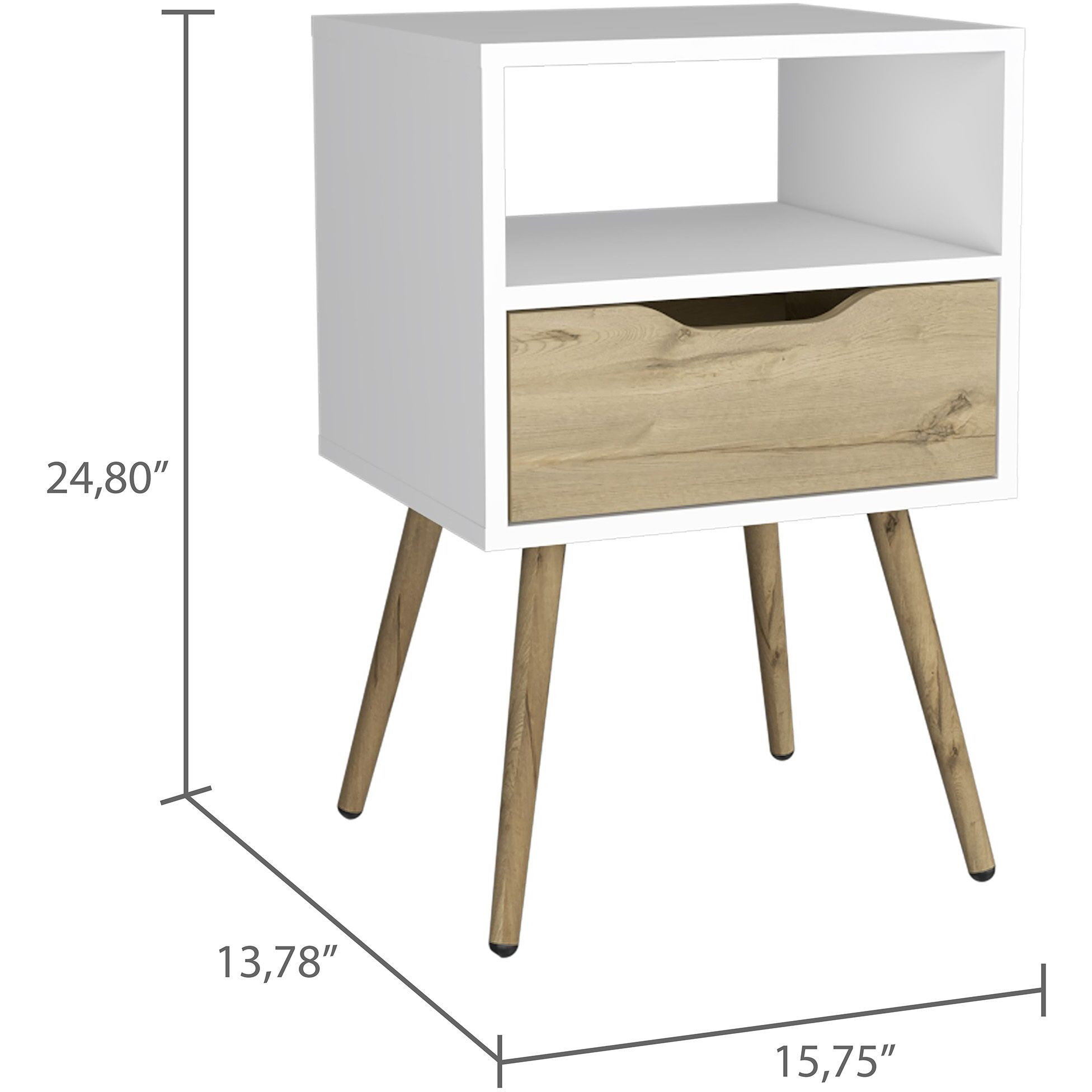 Allie Nightstand  Superior Top  Open Shelf  One Drawer