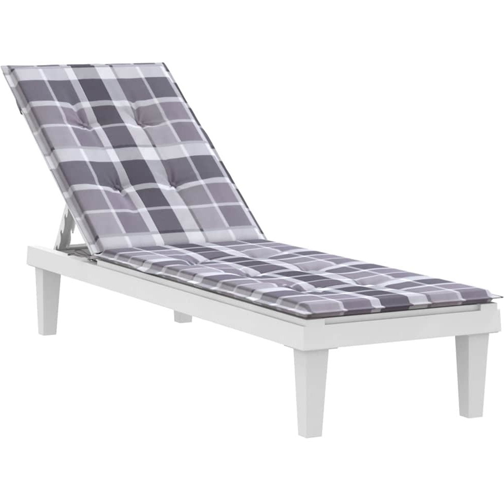 Vidaxl Deck Chair Cushion Gray Check Pattern (29.5""+41.3"")X19.7"&quotX1.2""
