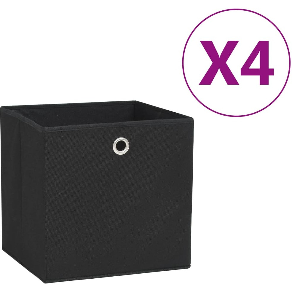 Vidaxl Storage Boxes 4 Pcs Non-Woven Fabric 11"&quotX11"&quotX11"" Black
