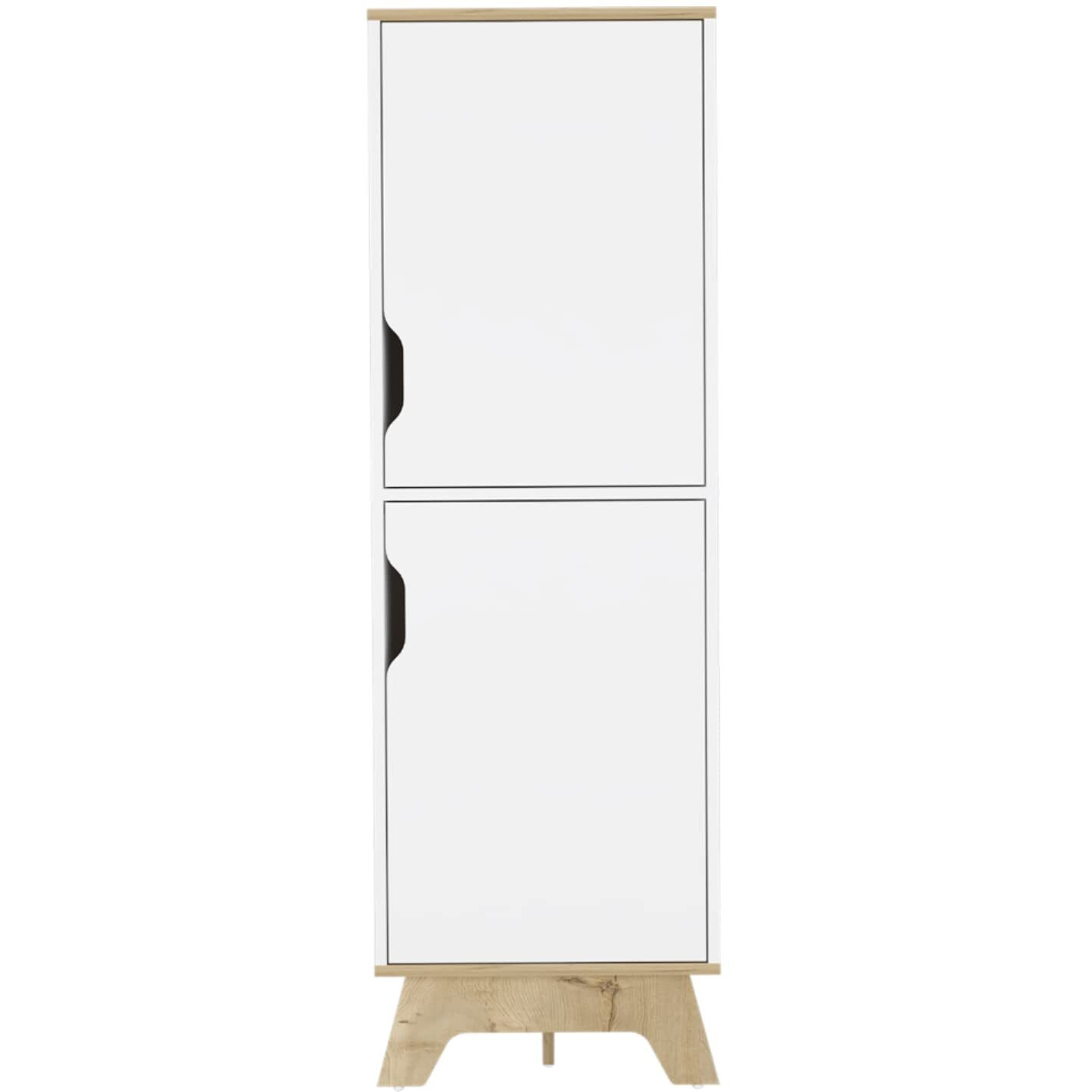 Depot E-Shop Dahoon Single Kitchen Pantry-Two-Doors Cabinets  Four Shelves  Wooden Base-White/Light Oak  For Kitchen
