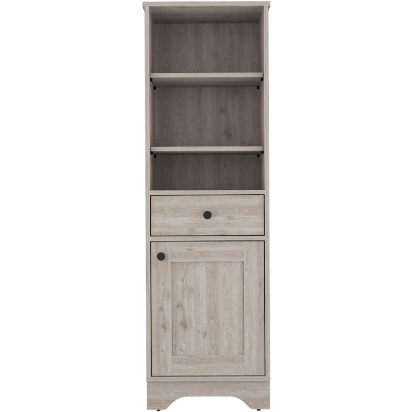 Depot E-Shop Norwalk Linen Cabinet  Three External Shelves  One-Door Cabinet  One Drawer  Two Internal Shelves-Light Grey  For Bathroom