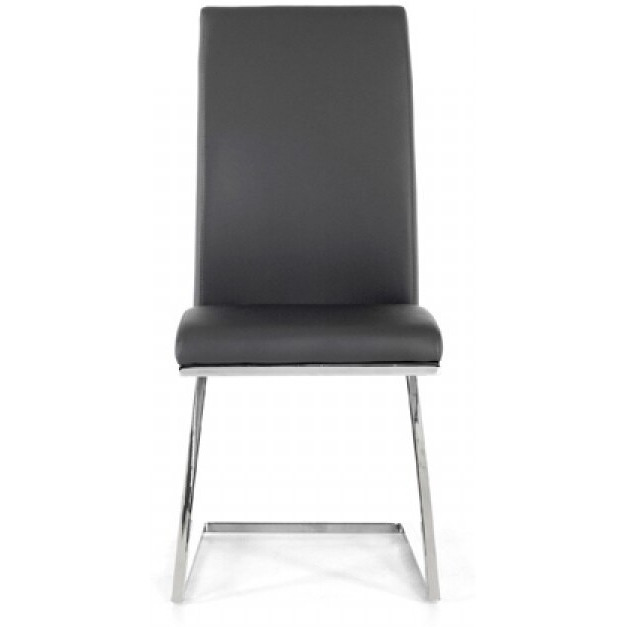 Set Of 2 Modern White Faux Leather And Chrome Dining Chairs