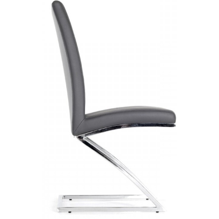 Set Of 2 Modern White Faux Leather And Chrome Dining Chairs