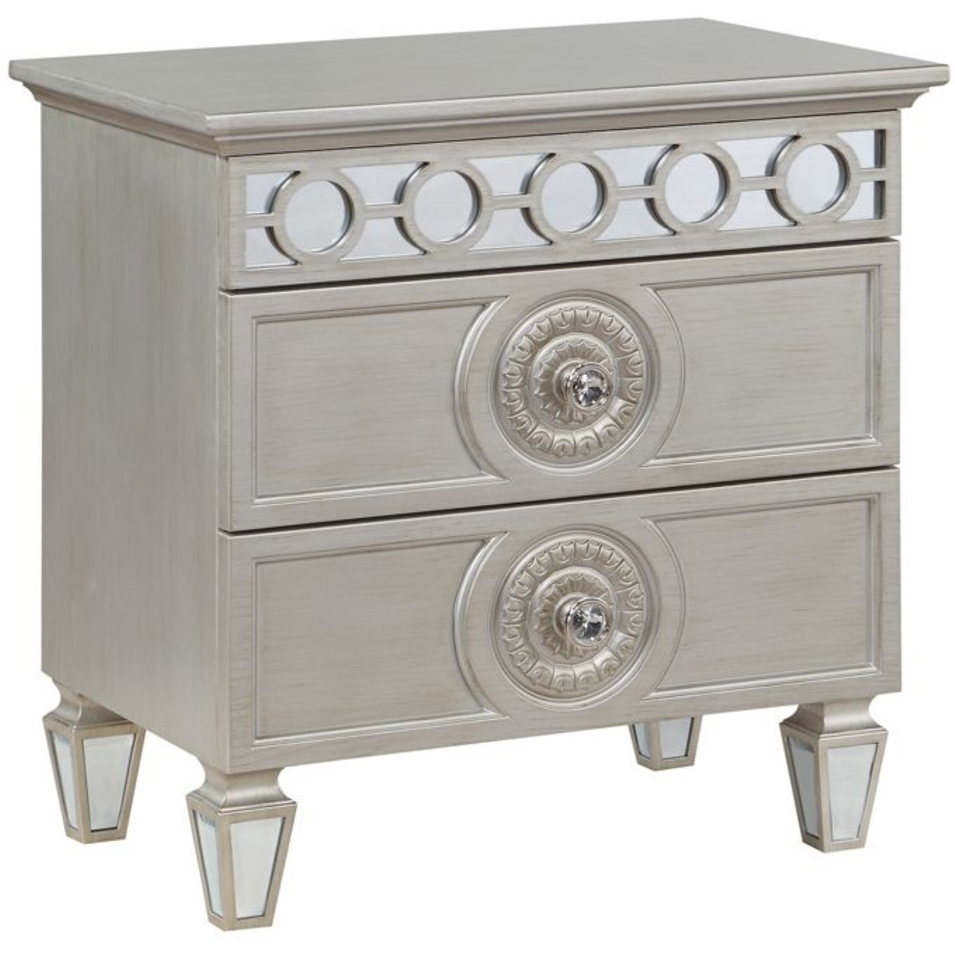 Varian Silver & Mirrored Finish Nightstand