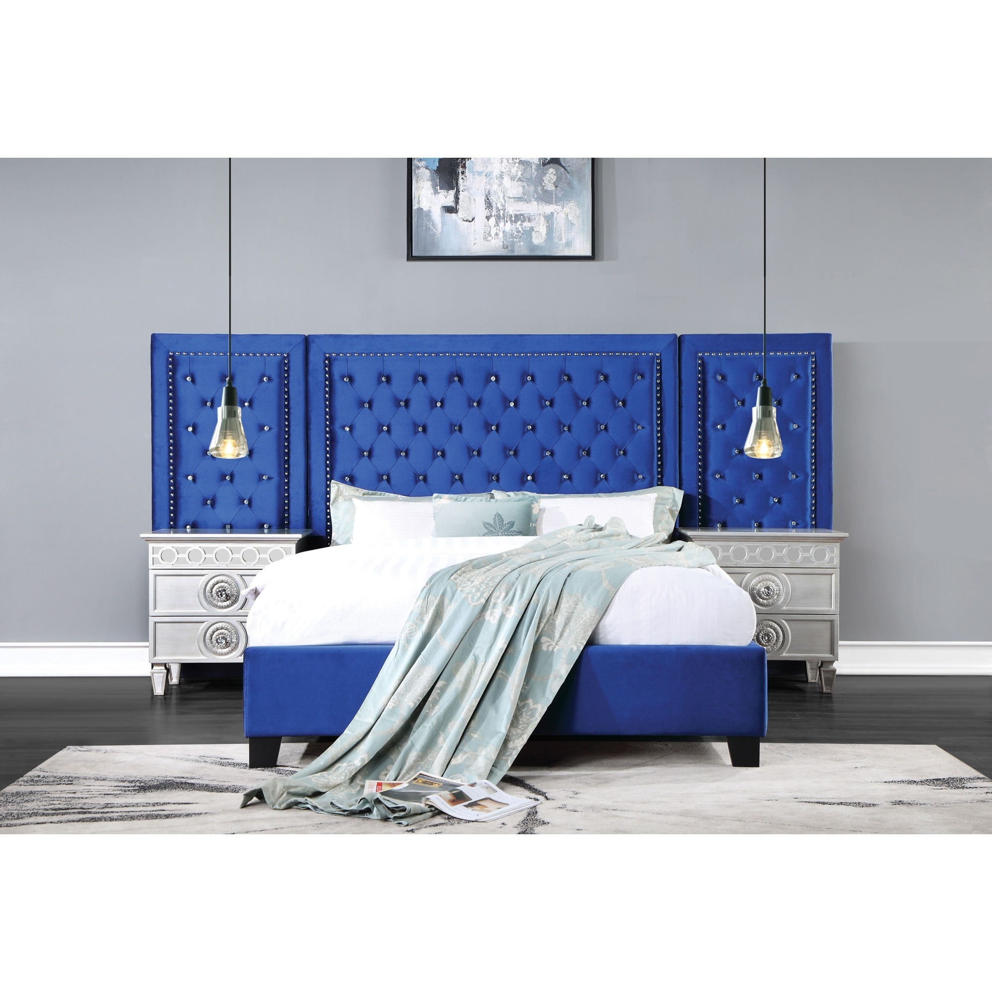 Varian Silver & Mirrored Finish Nightstand