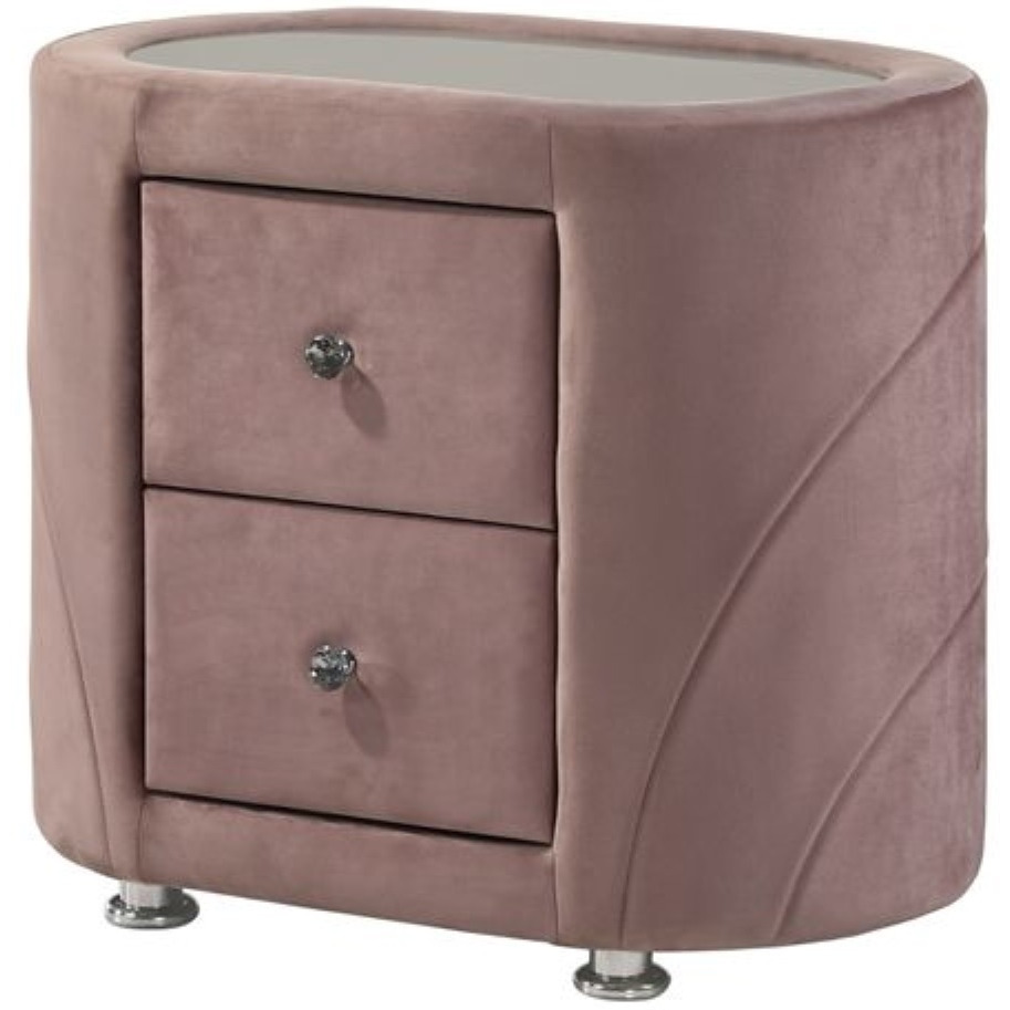Salonia Pink Velvet Nightstand