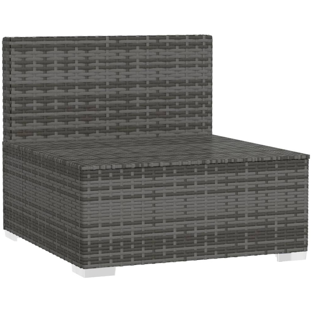 Vidaxl Patio Middle Sofa With Cushions Gray Poly Rattan