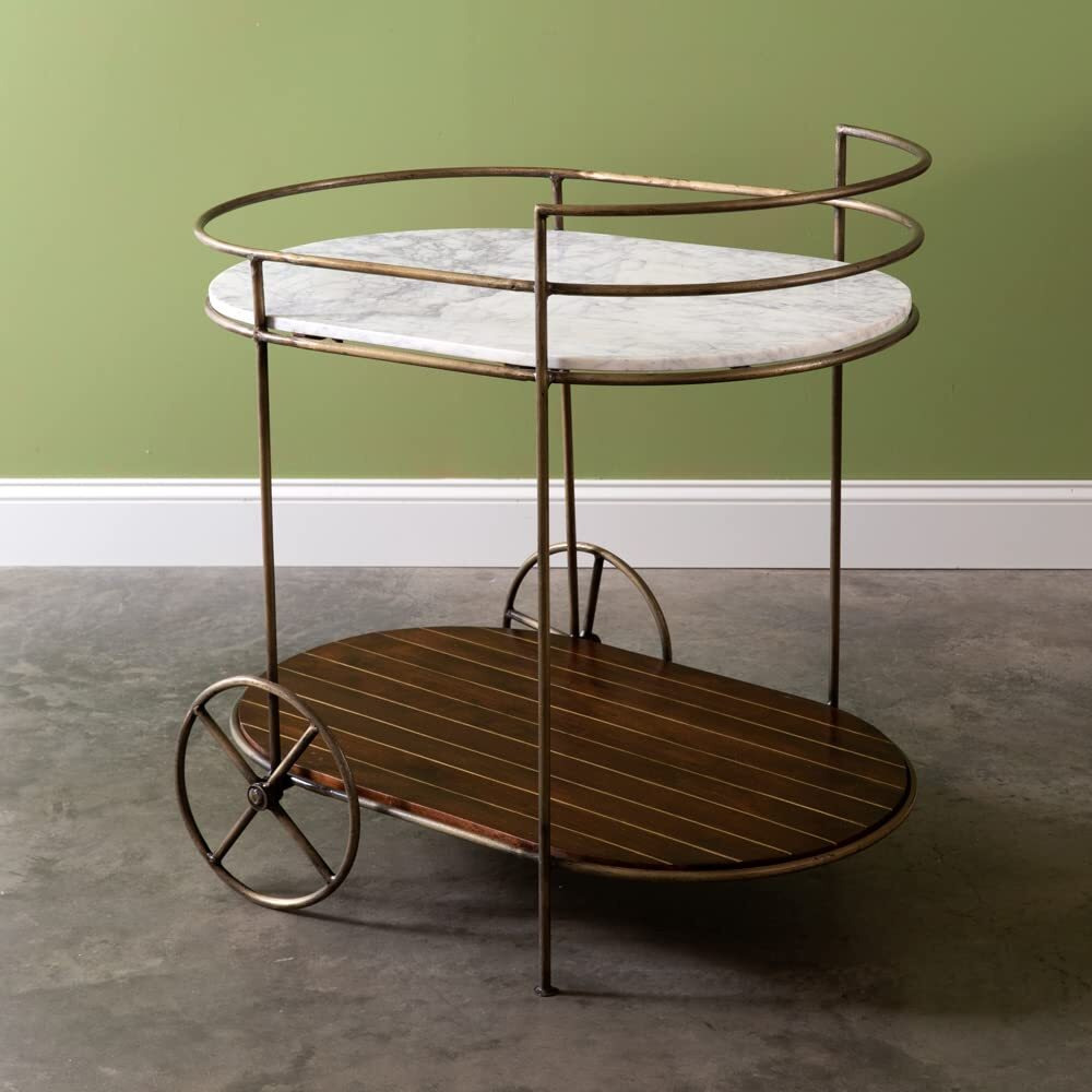 Two-Tier Marble Top Bar Cart