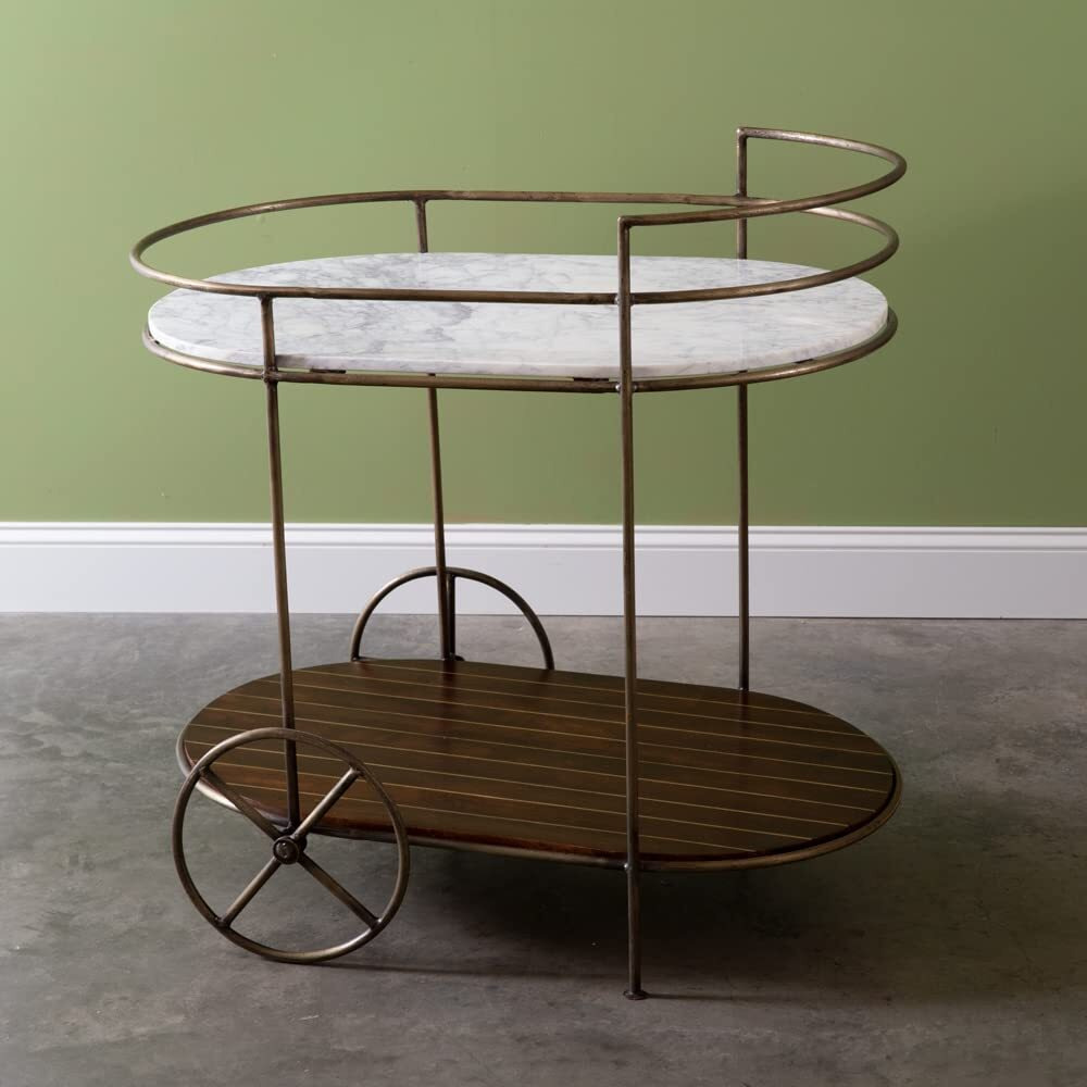 Two-Tier Marble Top Bar Cart