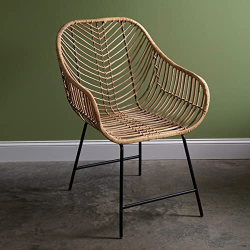 Rattan Armchair With Metal Legs