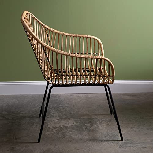 Rattan Armchair With Metal Legs