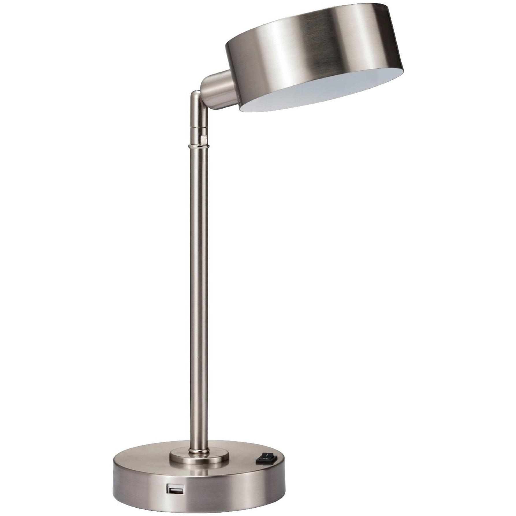 15"" Silver Metal Bedside Table Lamp With Silver Shade