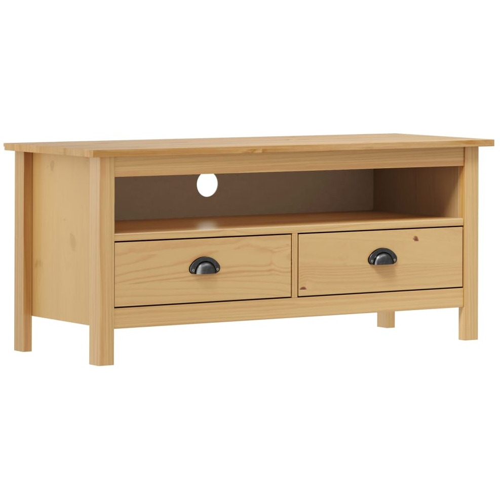 Vidaxl Tv Stand Hill Honey Brown 43.3"&quotX15.7"&quotX18.5"" Solid Pine Wood