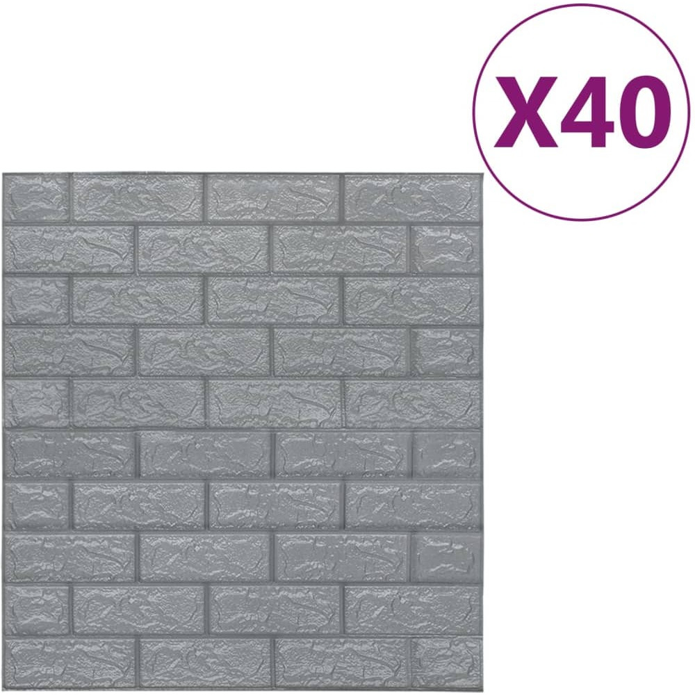 Vidaxl 3D Wallpaper Bricks Self-Adhesive 40 Pcs Anthracite