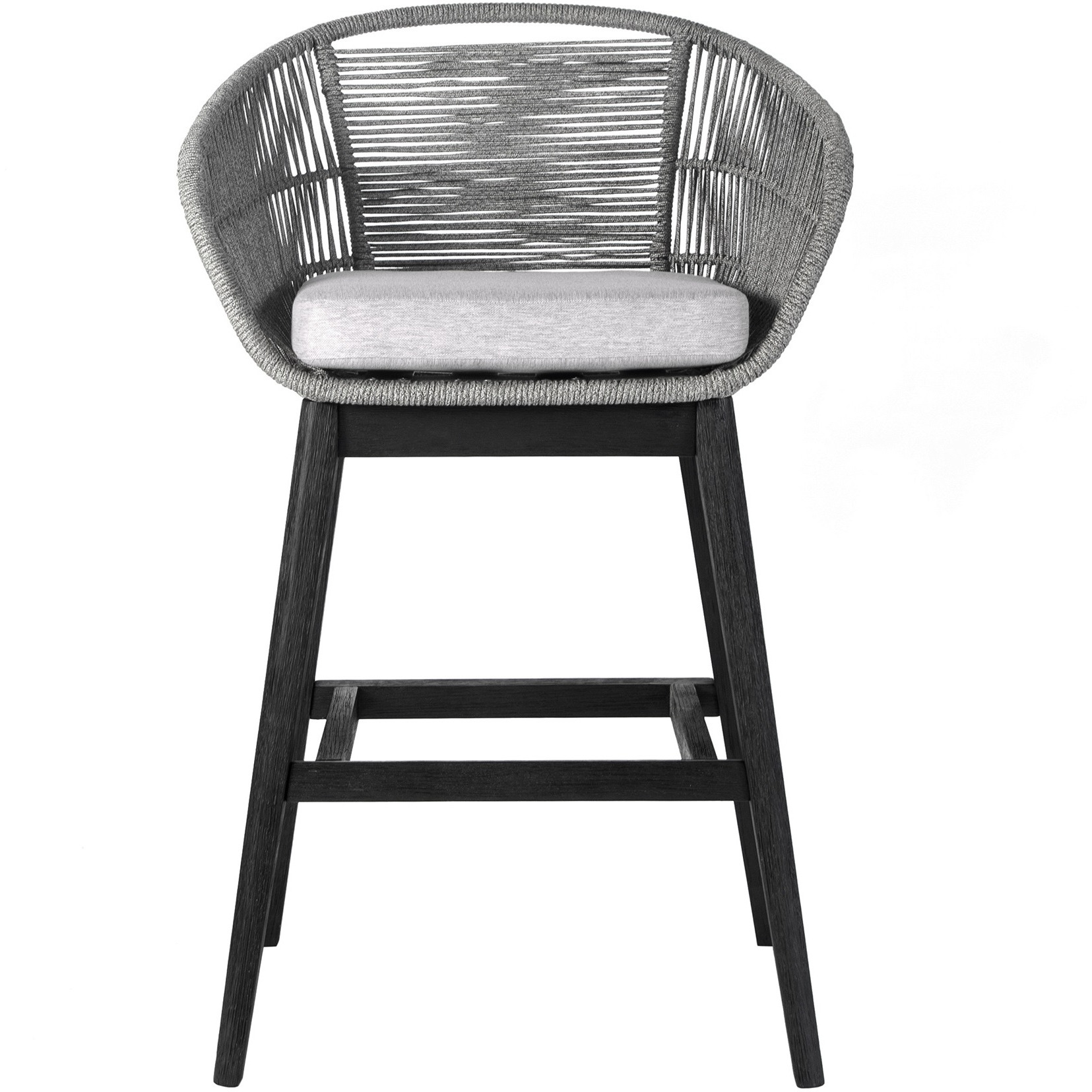 Tutti Frutti Indoor Outdoor Bar Height Bar Stool In Black Brushed Wood With Grey Rope