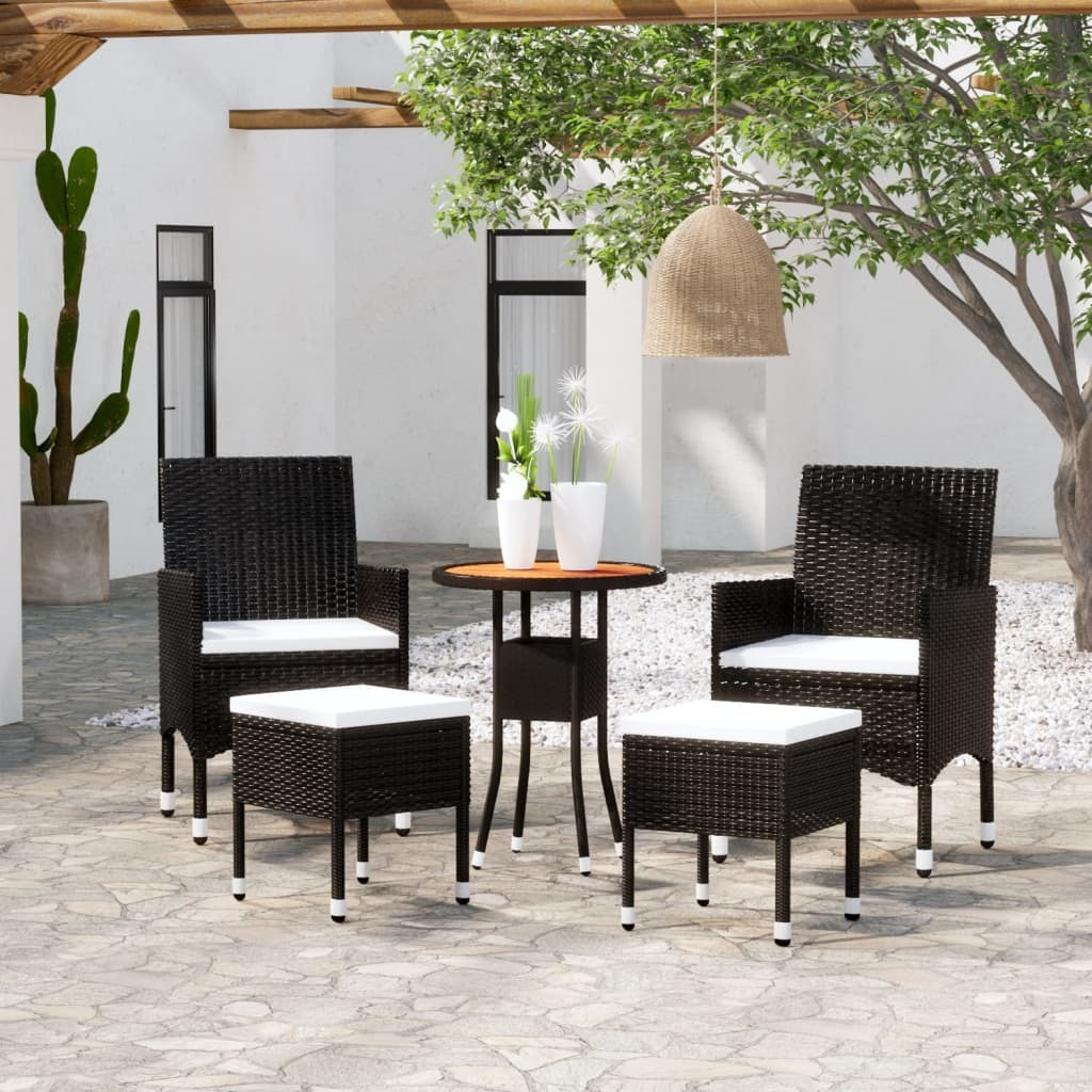 Vidaxl 5 Piece Garden Lounge Set Poly Rattan Black
