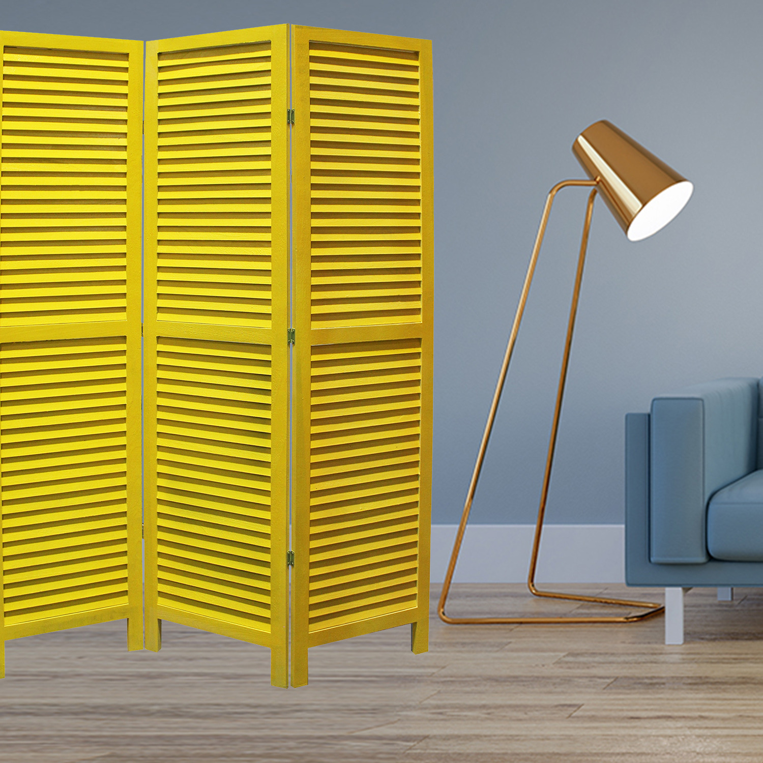 1 X 48 X 67 Yellow Wood Shutter - Screen