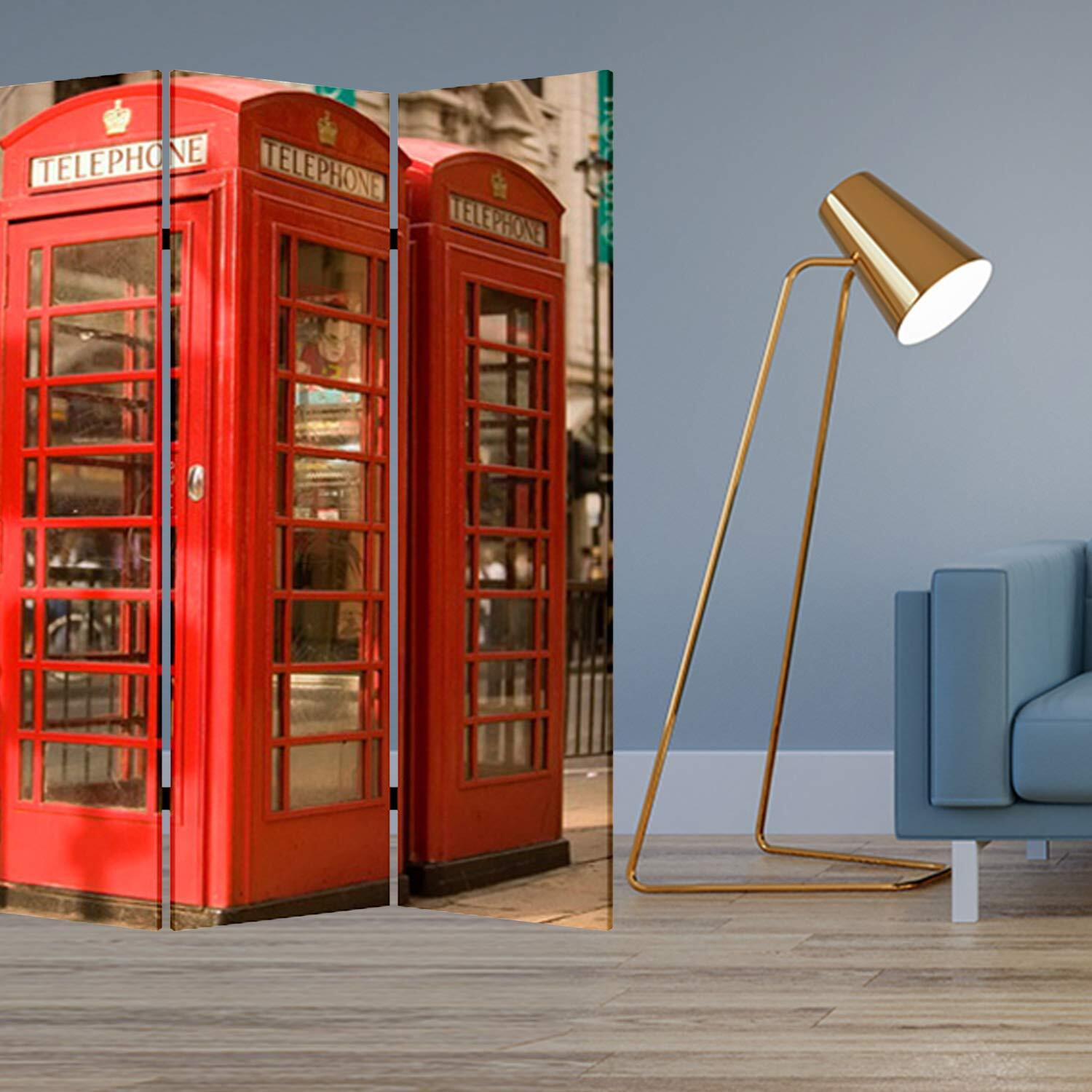 Homeroots 1"" X 48"" X 72"" Multi Color Wood Canvas London Screen Room Divider