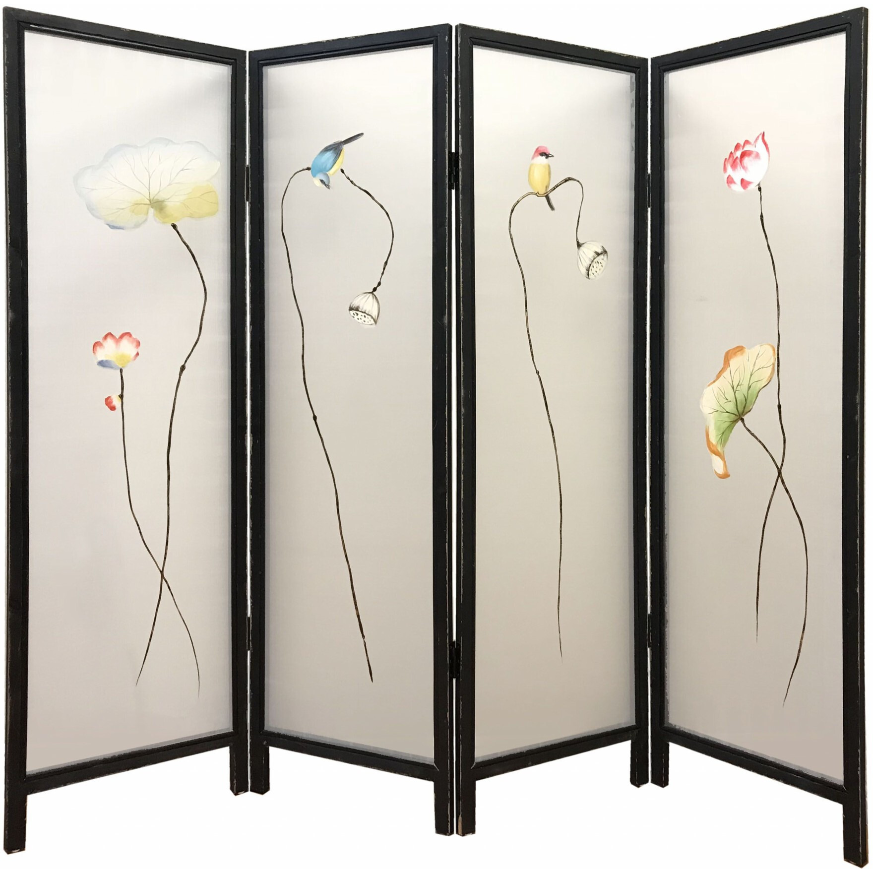 78 X 1 X 63 Multicolor Fabric And Wood Flourshing  Screen