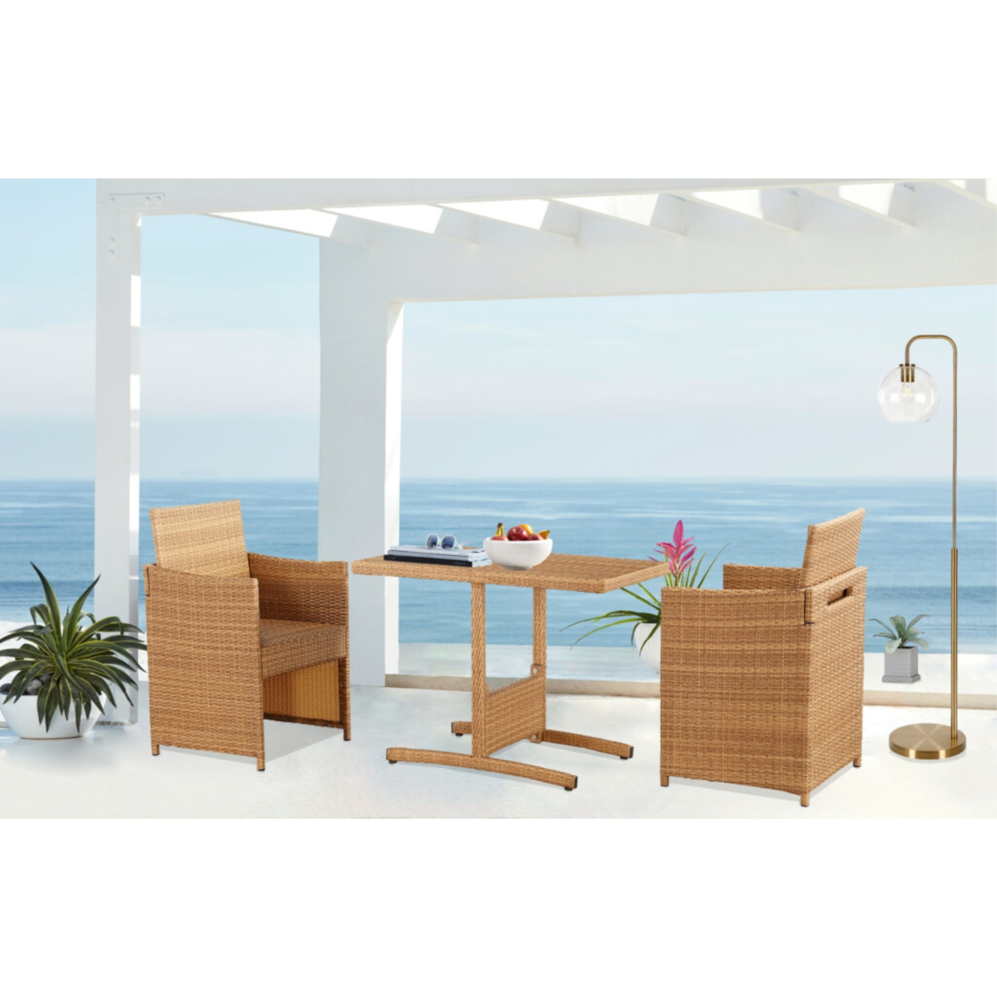Honeymoon Outdoor Dining Set- Gold Oak