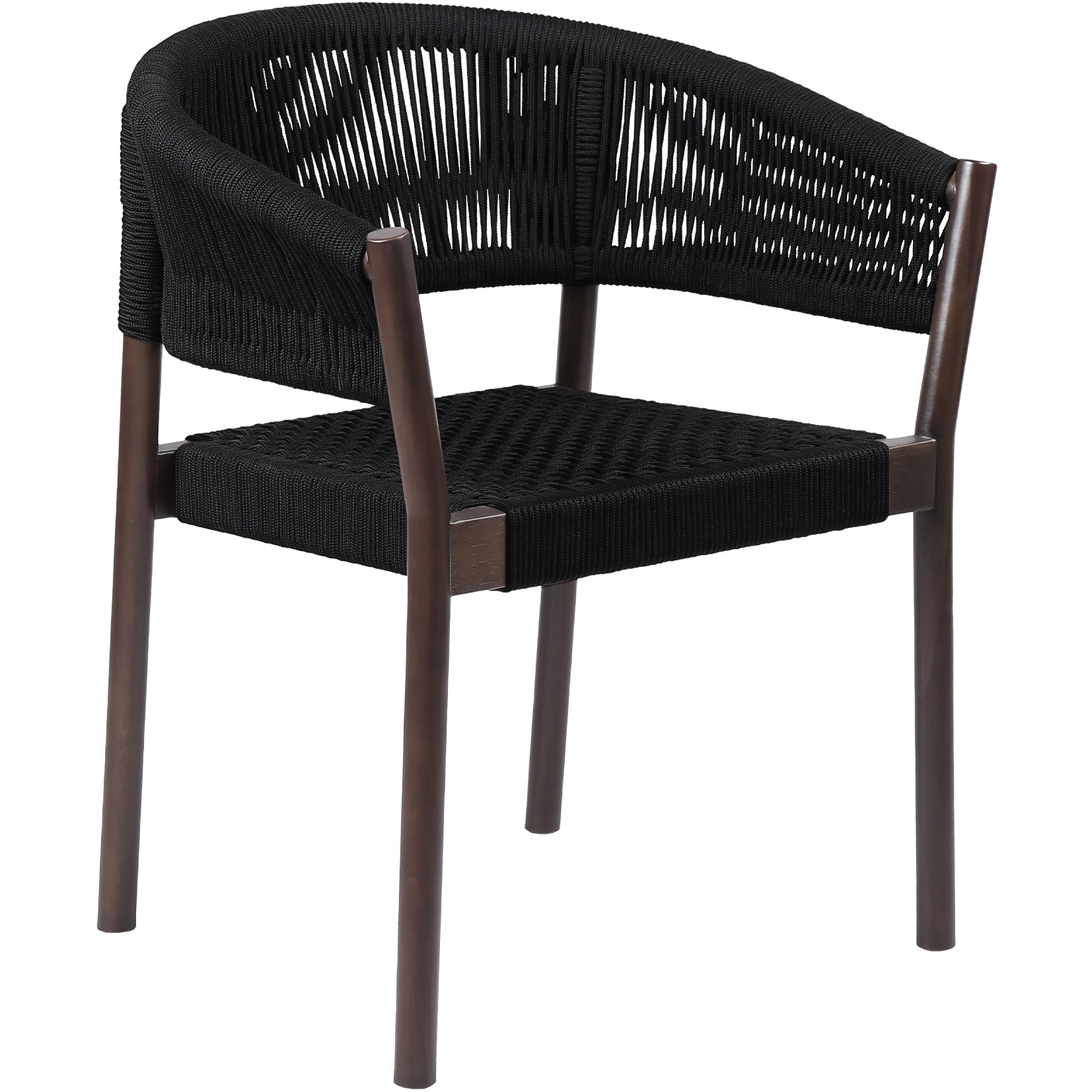 Doris Indoor Outdoor Dining Chair In Dark Eucalyptus Wood With Black Rope - Set Of 2