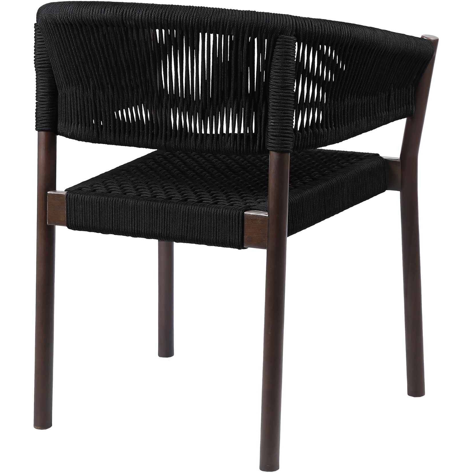 Doris Indoor Outdoor Dining Chair In Dark Eucalyptus Wood With Black Rope - Set Of 2