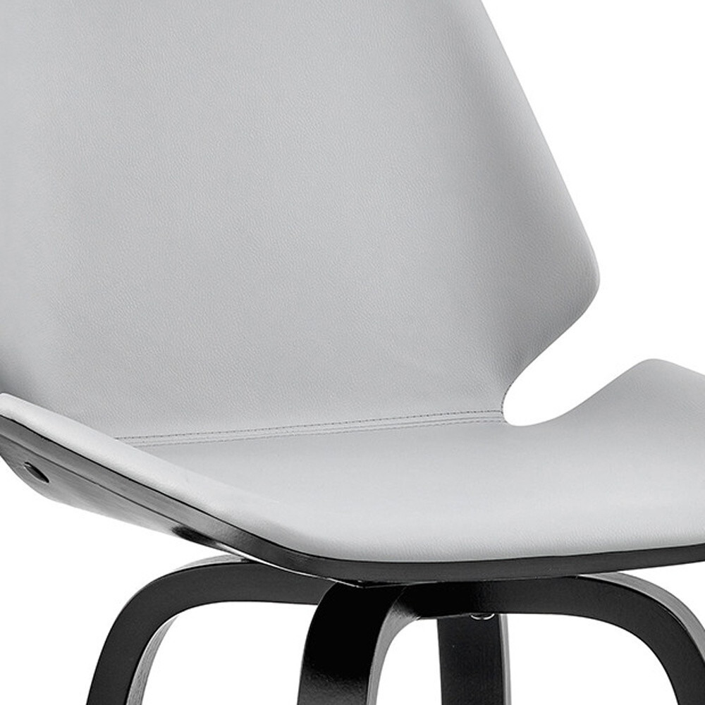 26"" Gray Faux Leather Swivel Seat Wooden Bar Stool