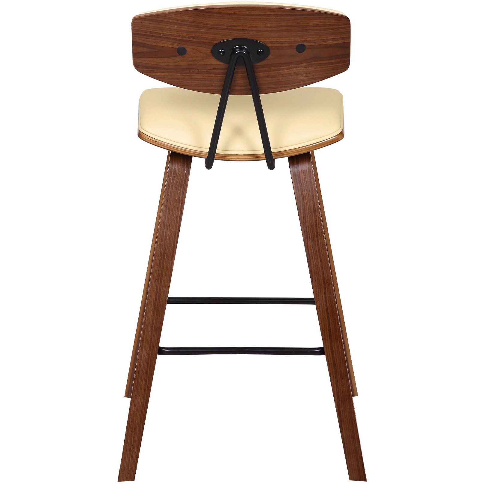 26"" Cream Faux Leather Mid Century Modern Bar Stool