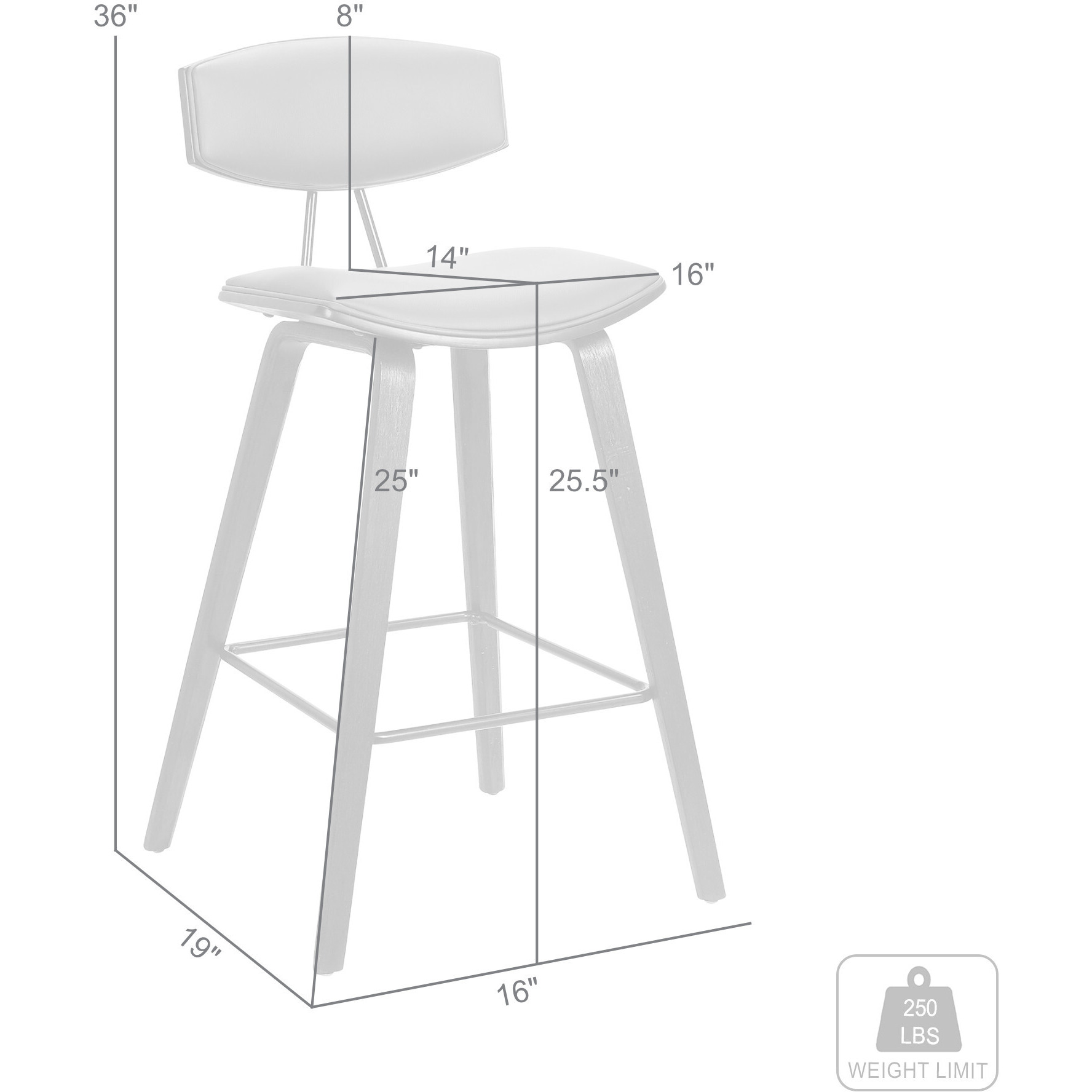 26"" Cream Faux Leather Mid Century Modern Bar Stool