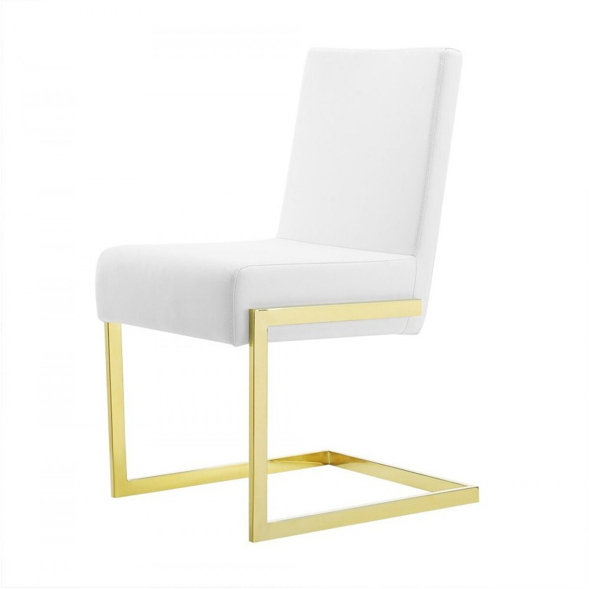 Set Of Two White Gold Modern Dining Chairs