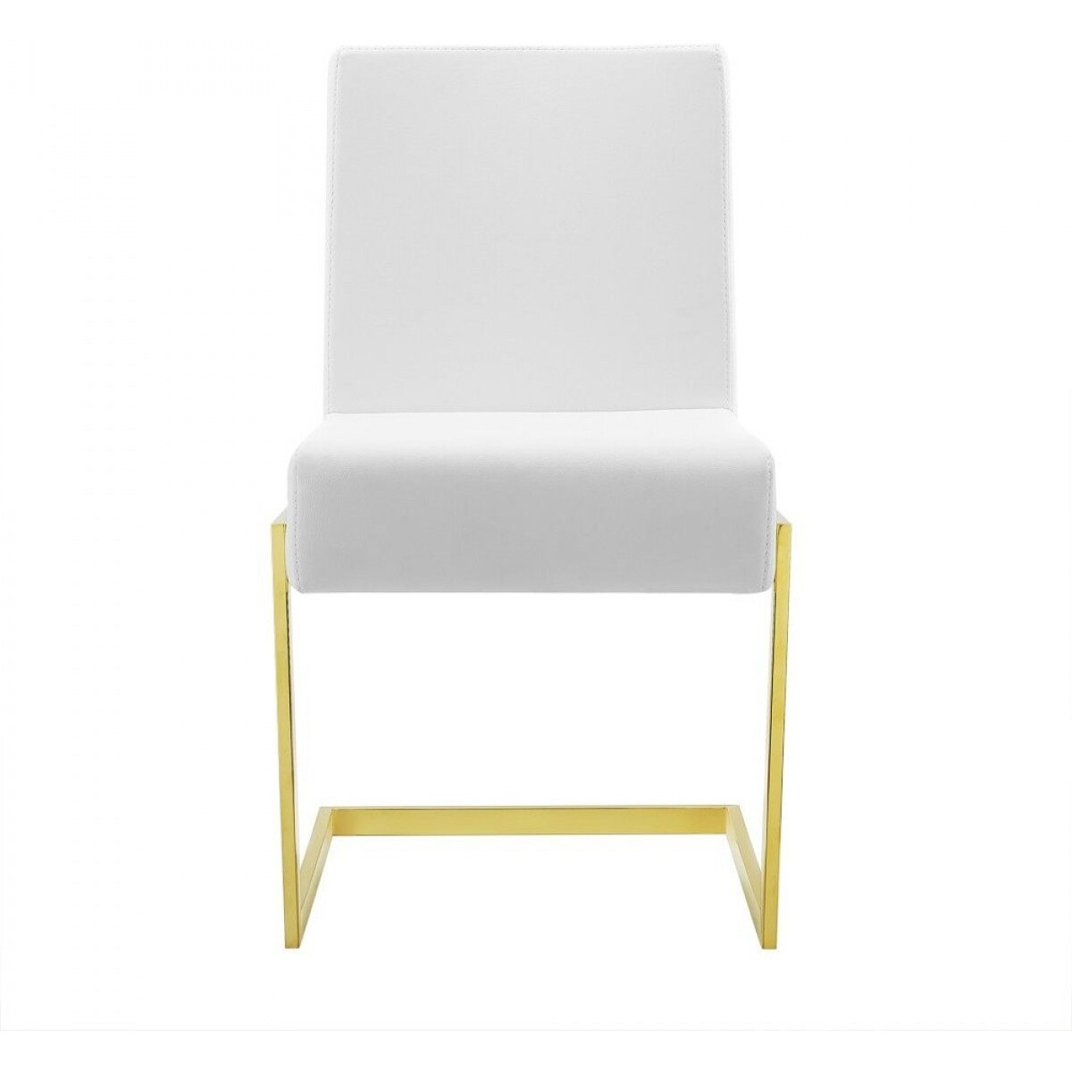 Set Of Two White Gold Modern Dining Chairs