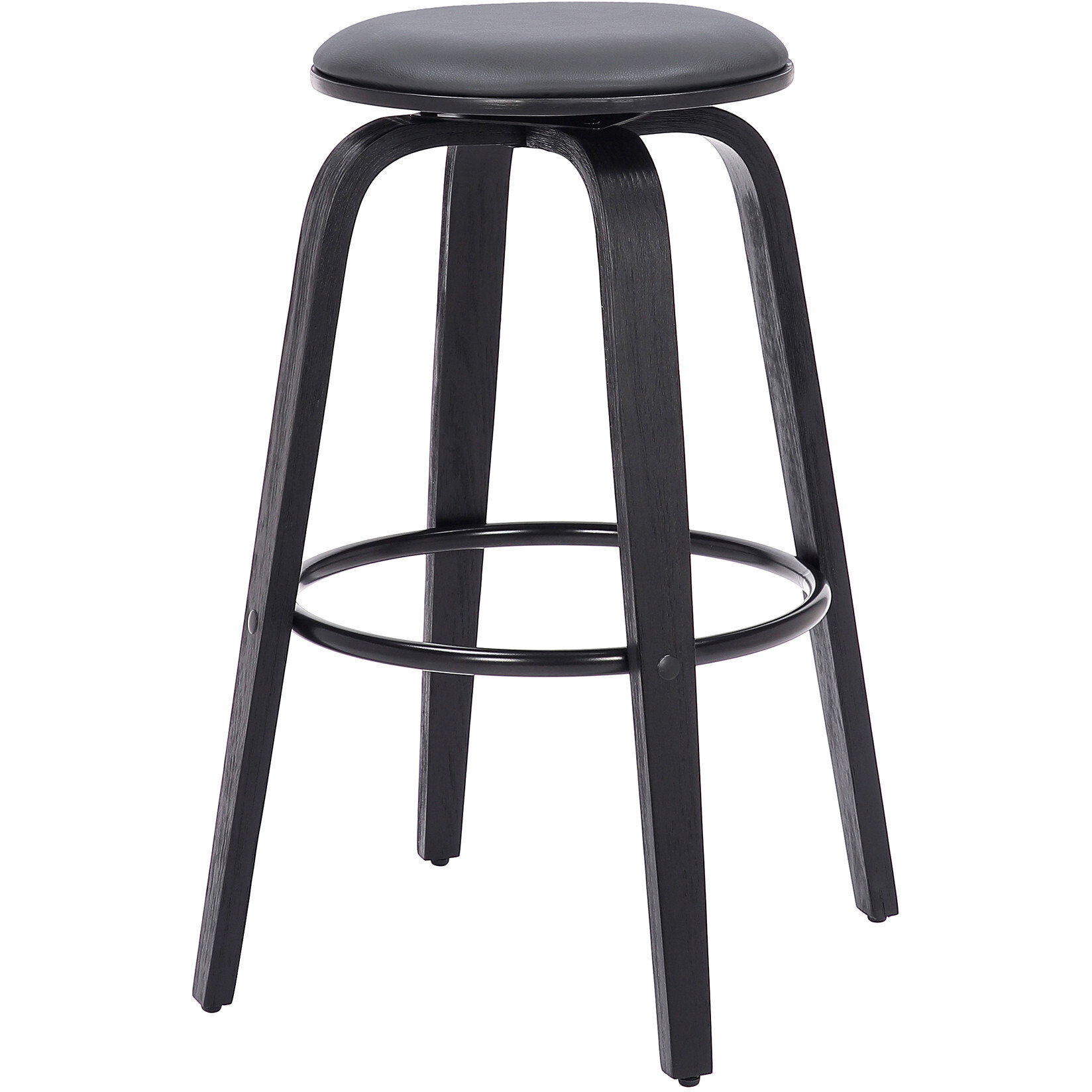 30 Gray Faux Leather Backless Modern Swivel Bar