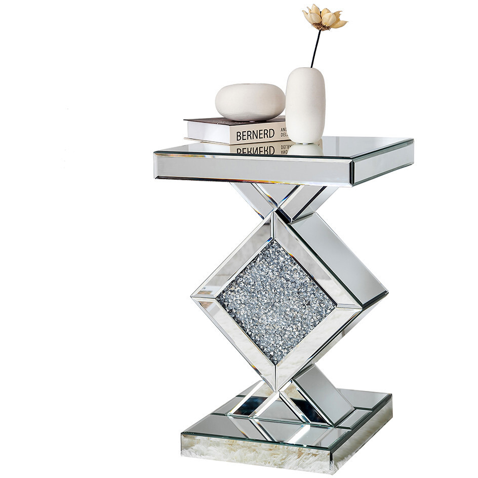 Diamond Silver Mirrored Side Table